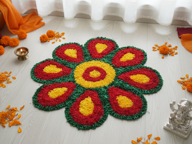 Festive Welcome Door Mat Rangoli by Rangfuroli