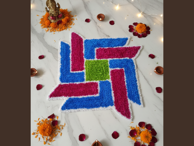 Floral Pathway Rangoli Runner by Rangfuroli