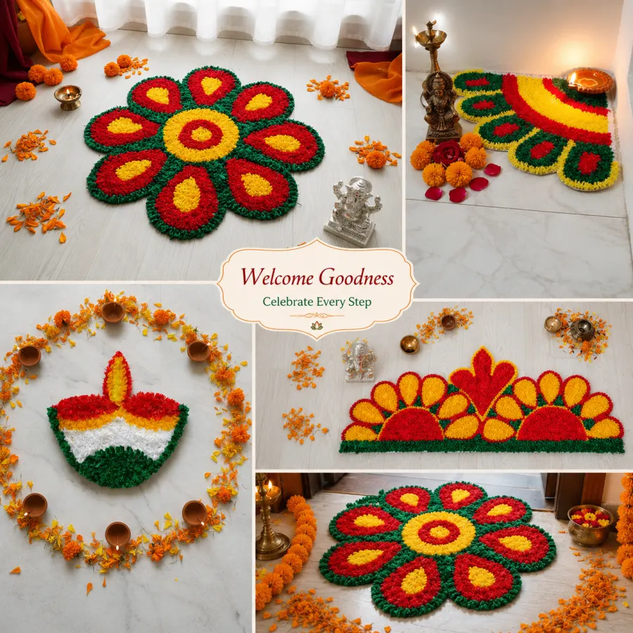 Colourful rangoli mat designs